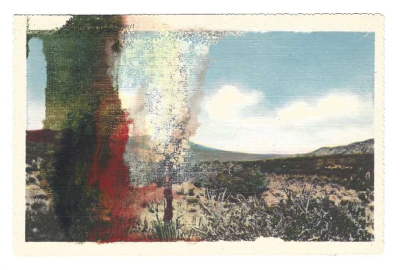 Tacita Dean Found Postcard Monoprint (Spring in the Desert), 2018