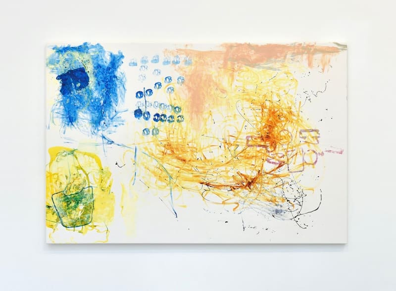 Michaela Eichwald Pilzsarg Fantasie, 2023 Acrylic, shellac ink, lacquer, varnish on pleather 76 3/4 x 51 1/8 x 1 1/8...