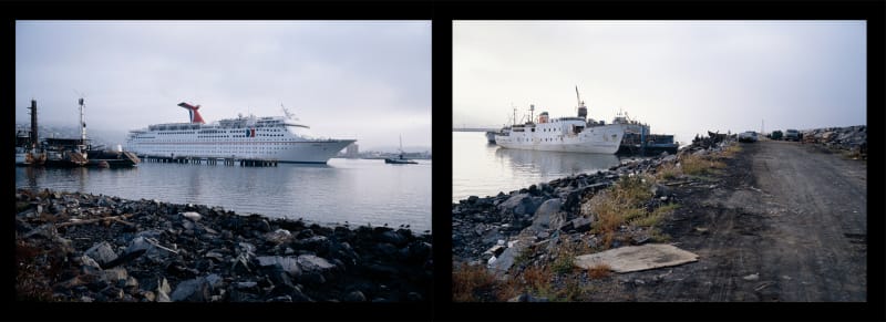Allan Sekula Carnival Cruise Lines ship departing Ensenada for Los Angeles from 'Dead Letter Office', 1996-1997