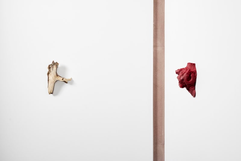 Edith Dekyndt Eastern Teutoburg Forest and Personae, 2024 Eastern Teutoburg Forest: Duotone 3D (plastic) of AI extrapolation on wood Personae:...