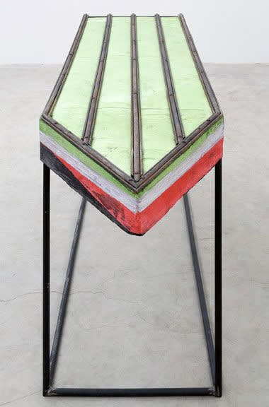 Adrián Villar Rojas From the series 'Los Teatros de Saturno', 2014 Iron, gesso, clay and pigments 34 3/4 x 69...