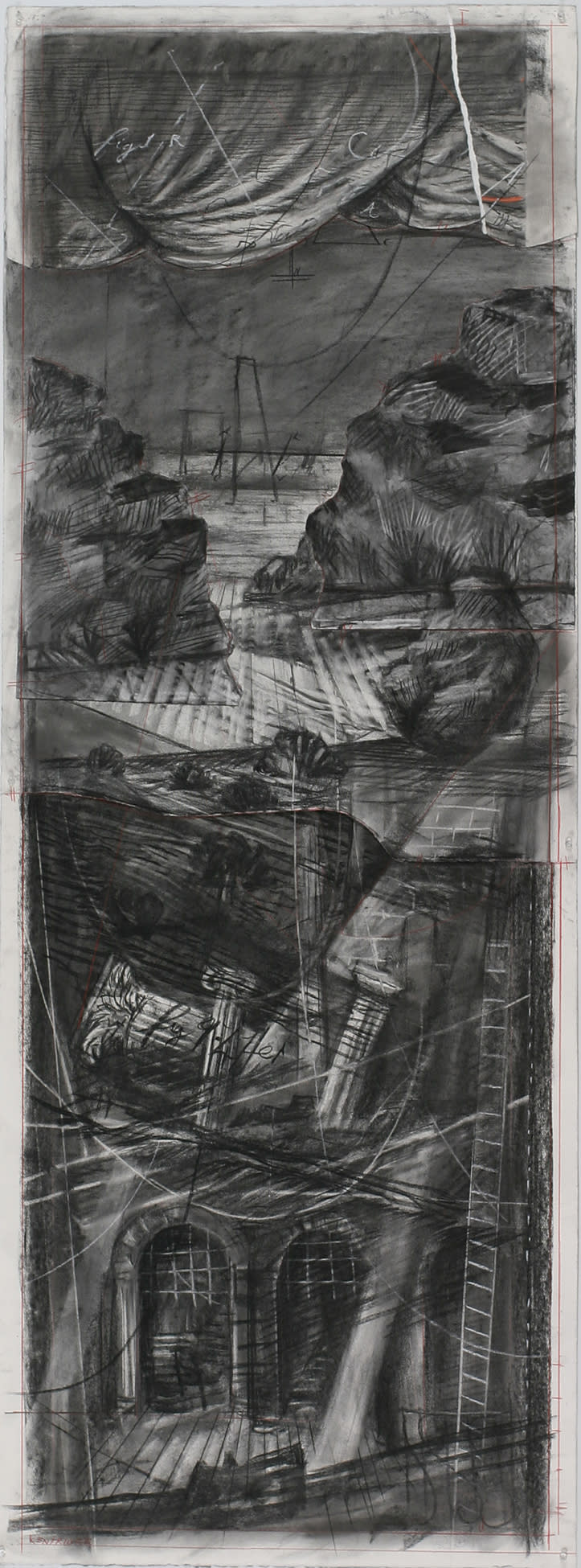 William Kentridge Drawing for 'Preparing the Flute', (Interior, ruins), 2005