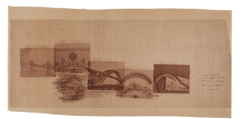 Francesca Woodman Small sketch for a piece about bridges and tiaras, 1980