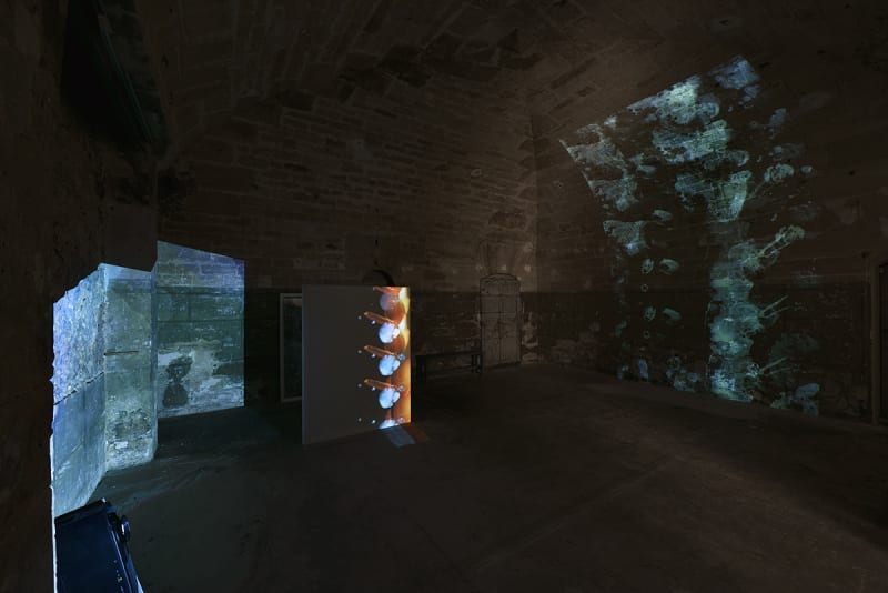 An exhibition installation view from: Matt Saunders, Inondé