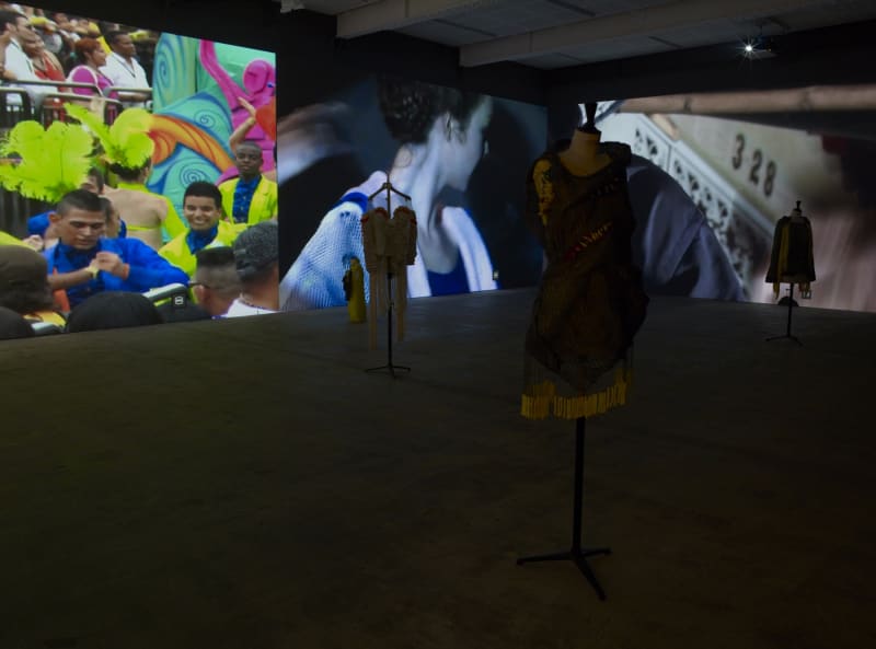 An exhibition installation view from: Oscar Murillo, We Don’t Work Sundays