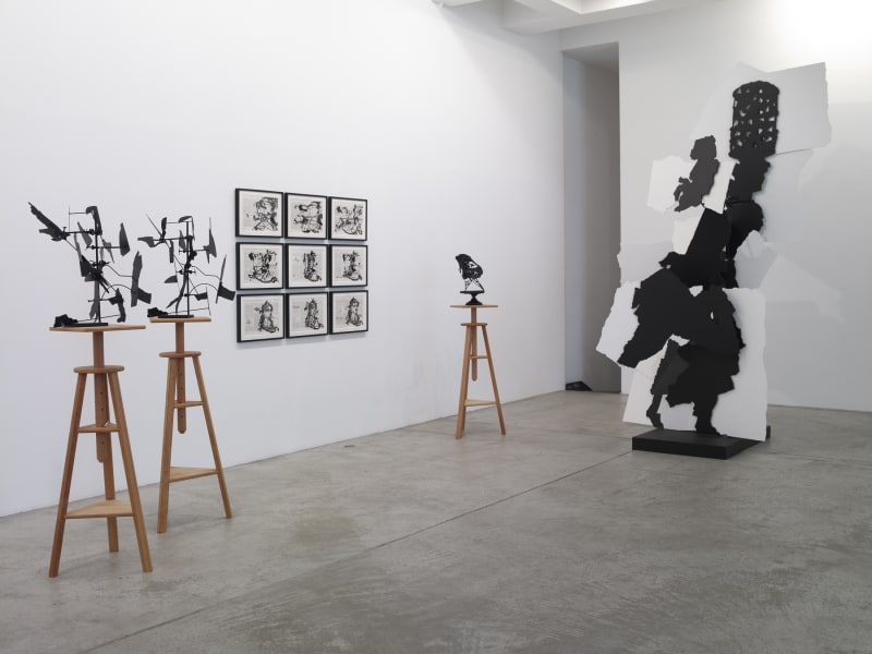 An exhibition installation view from: William Kentridge, Breathe, Dissolve, Return