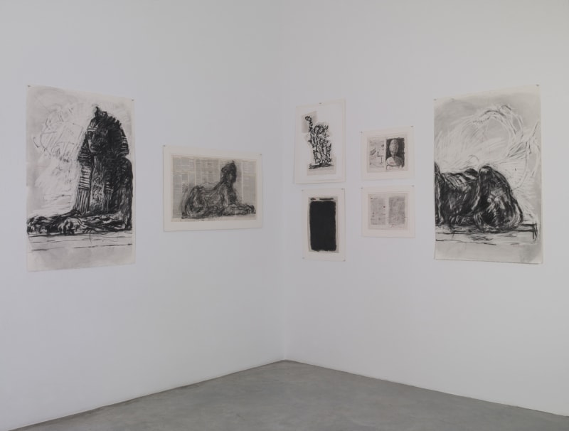 An exhibition installation view from: William Kentridge, Breathe, Dissolve, Return