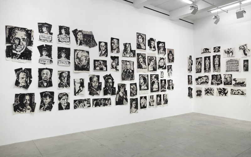 An exhibition installation view from: William Kentridge, Drawings for 'Lulu'