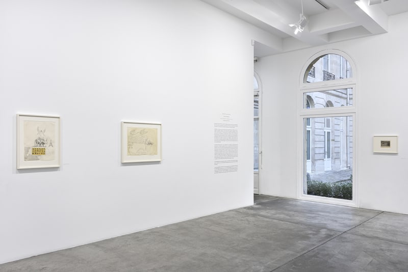 Robert Smithson's drawings installed in Marian Goodman Gallery, Paris