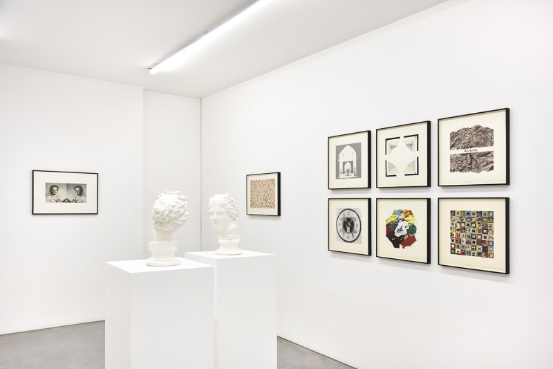 An exhibition installation view from: Giulio Paolini, Printed Editions and Multiples (1967 – 1977)