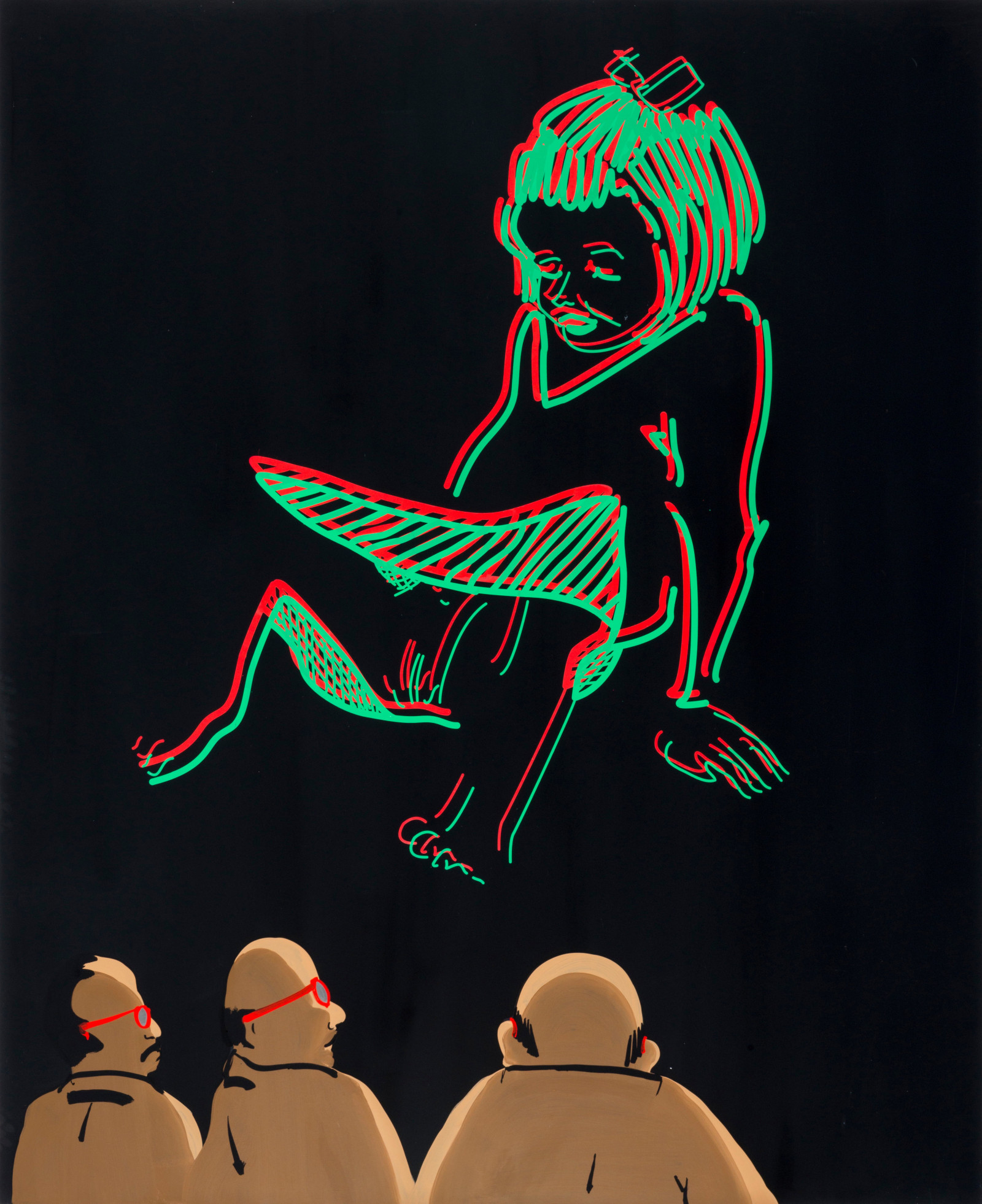 Tala Madani 3D Pussy2013 Oil on linen 98 x 80 in 250 x 203 cm