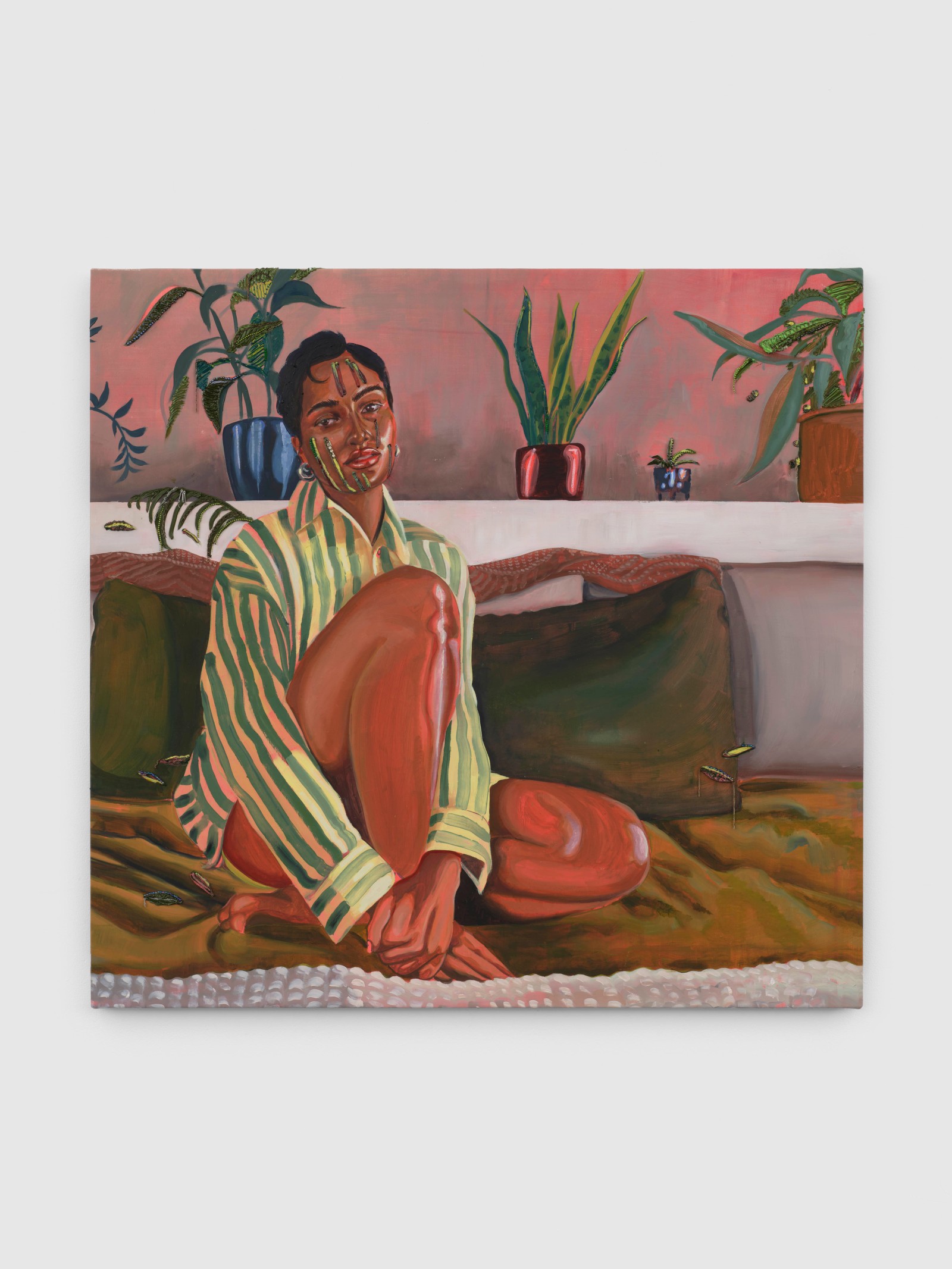 Gisela McDaniel Earth Side2024 Oil on canvas, audio 71 x 74 x 1.8 cm 28 x 29 1/8 x 3/4...