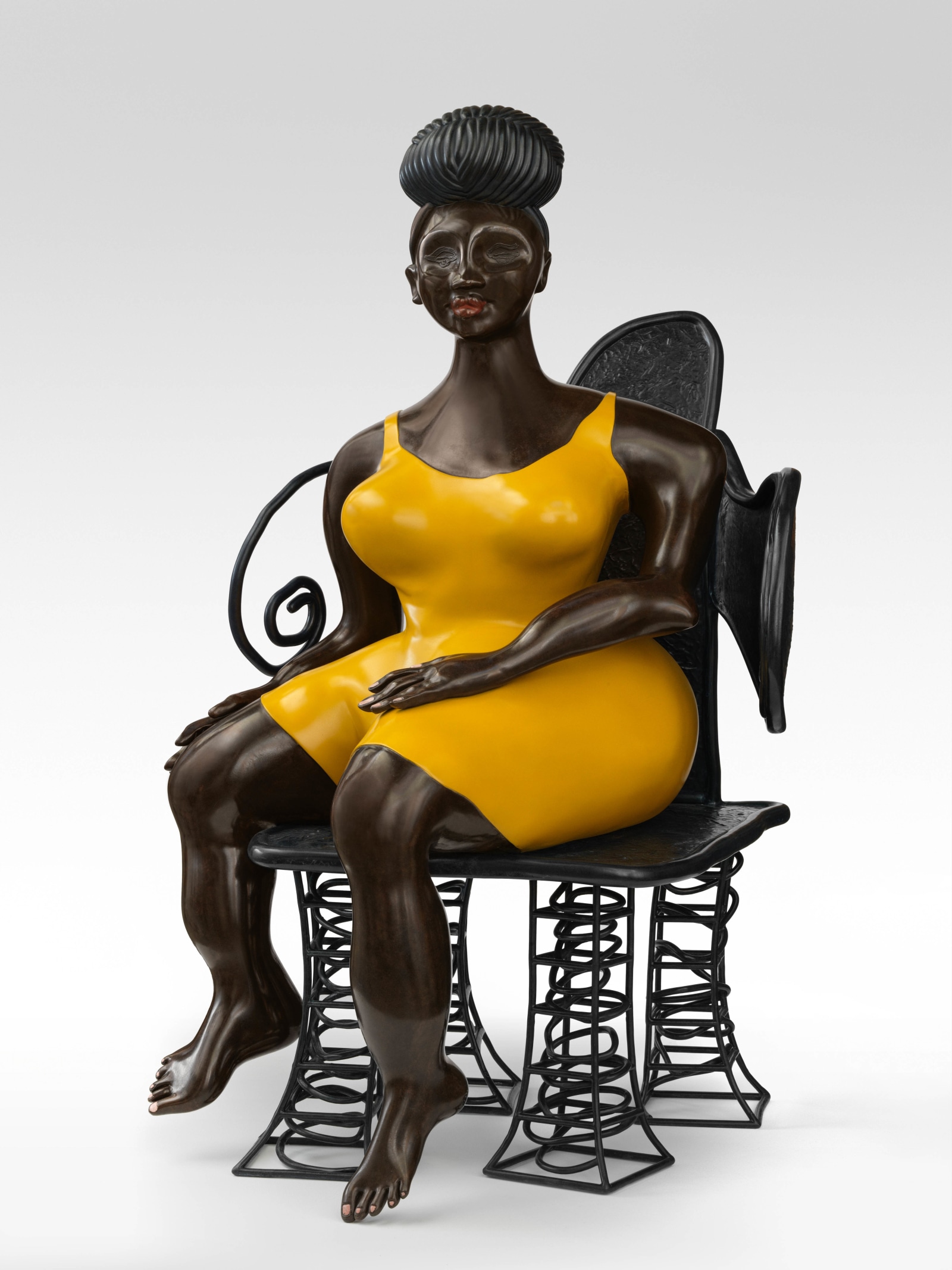 Tschabalala Self Seated Woman 12022 Bronze with patina and oxides with wax coating 152.4 x 92.9 x 93.1 cm 60...