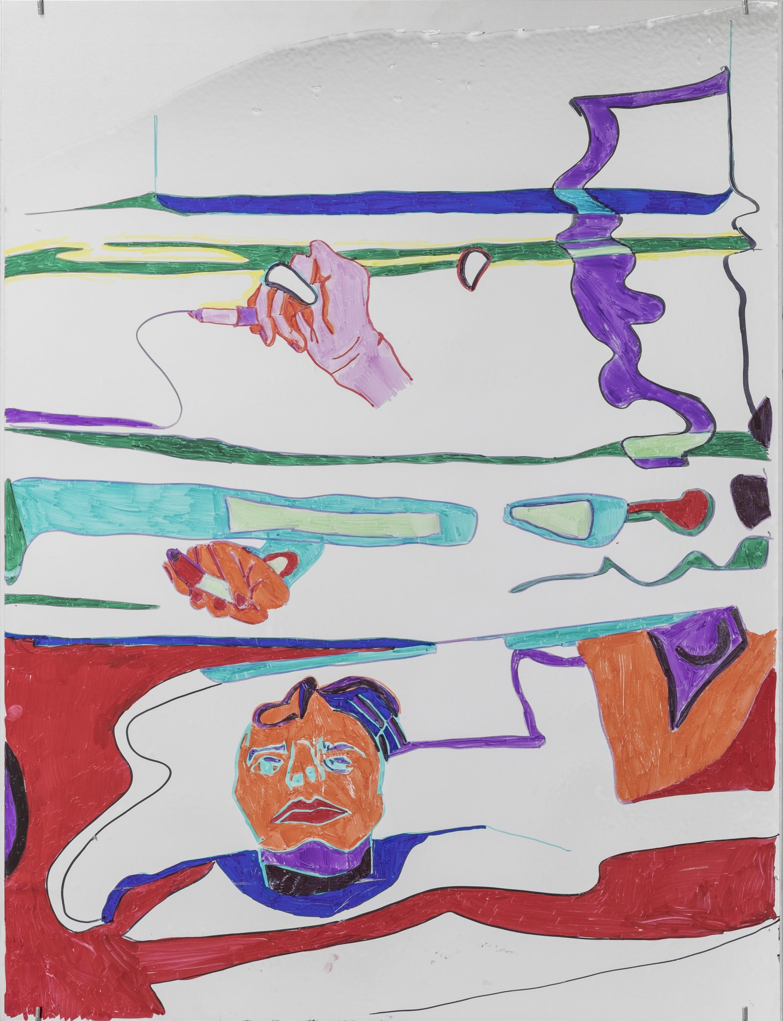 Keren Cytter Untitled2018 Markers on Reflective Solar Film Light Heater Film self Adhesive Mylar Mirror contact paper 60 x 50.5...