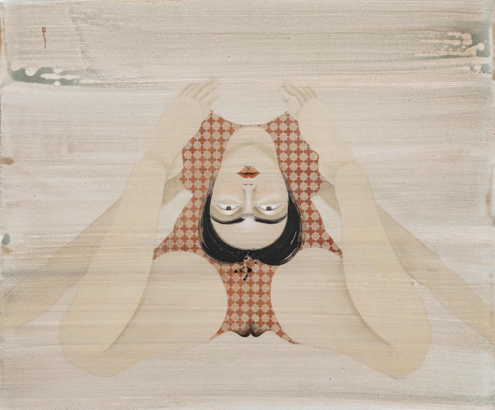 Hayv Kahraman Back Bend 22020 Oil on panel 121.9 x 147.3 cm 48 x 58 in