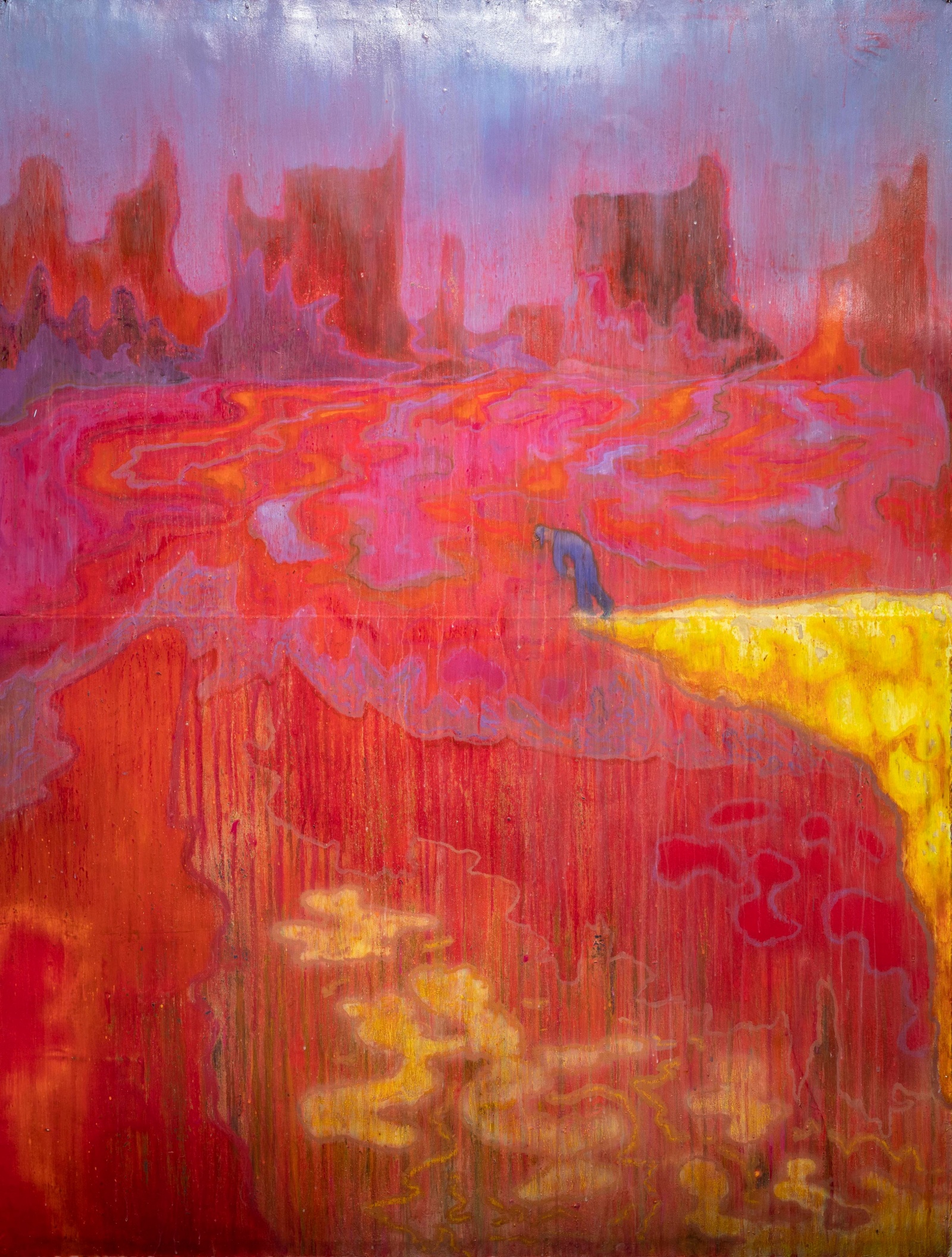 Sedrick Chisom “Dreams of A Disillusioned Misstep In The Valley of The Rocks”2019 Oil, acrylic, spray paint, and watercolor pencil...