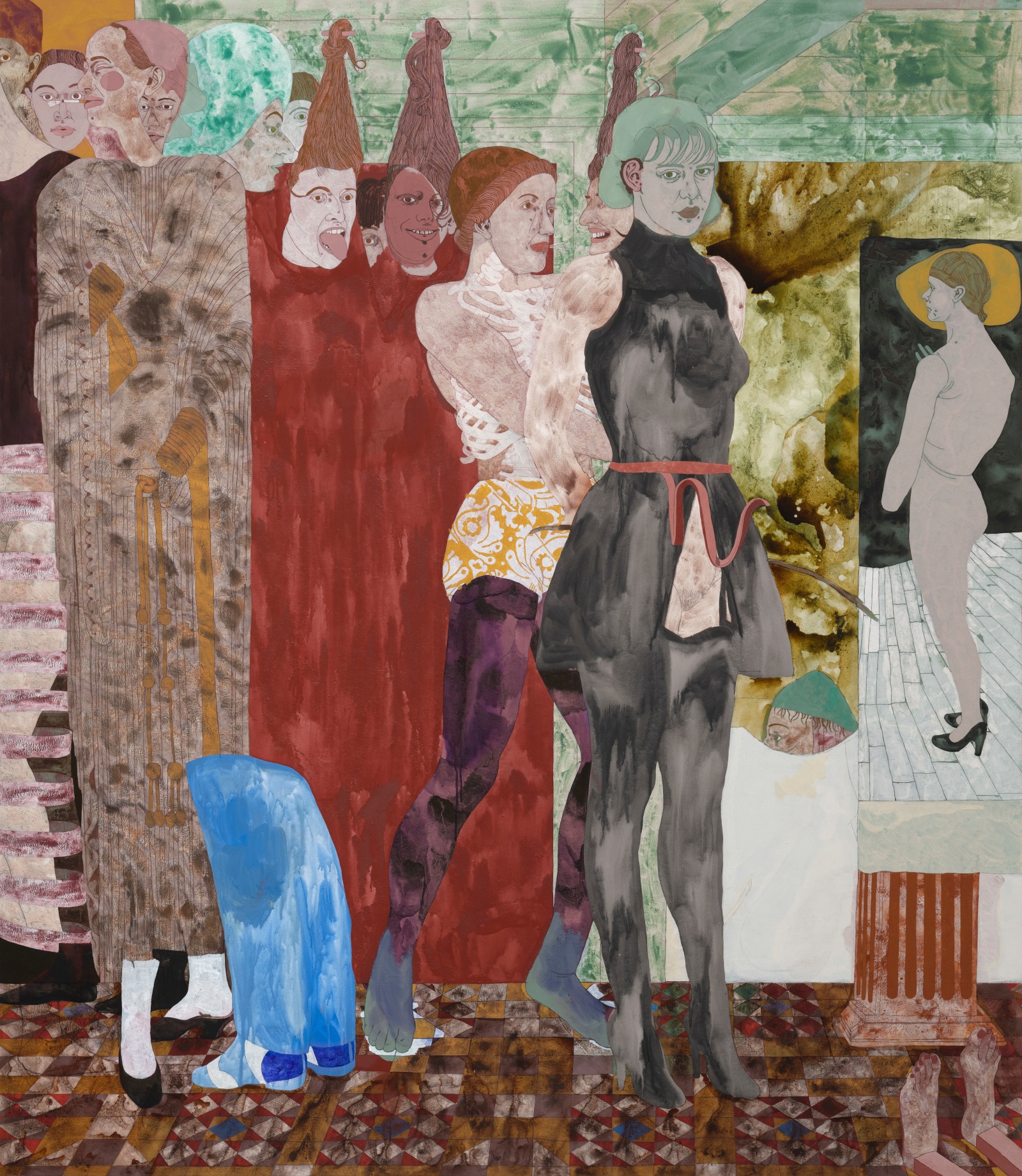 Ella Walker The Garden2024 Acrylic dispersion, pigment, chalk and pencil on canvas 220 x 190 cm 86 5/8 x 74...