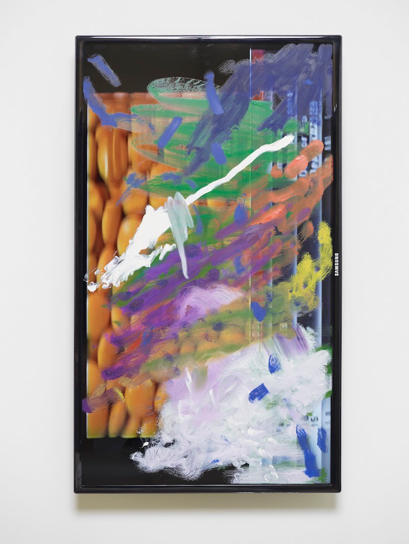 Ken Okiishi gesture/data2013 Oil paint on MD40B 40” Large Format Display LED, VHS transferred to .mov transferred to mp4 92.5...