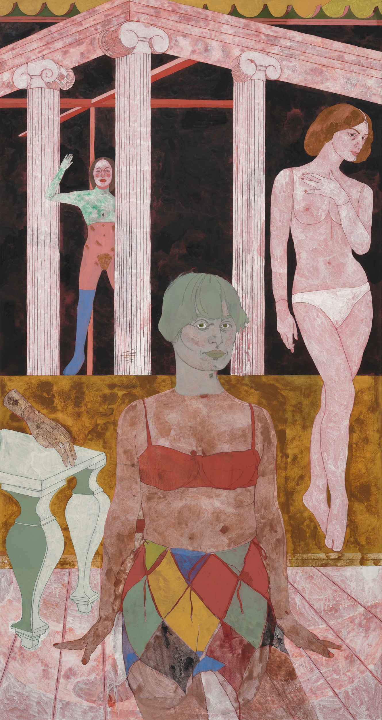 Ella Walker Proscenium Arch2024 Acrylic dispersion, pigment, chalk and pencil on linen 170 x 90 cm 66 7/8 x 35...