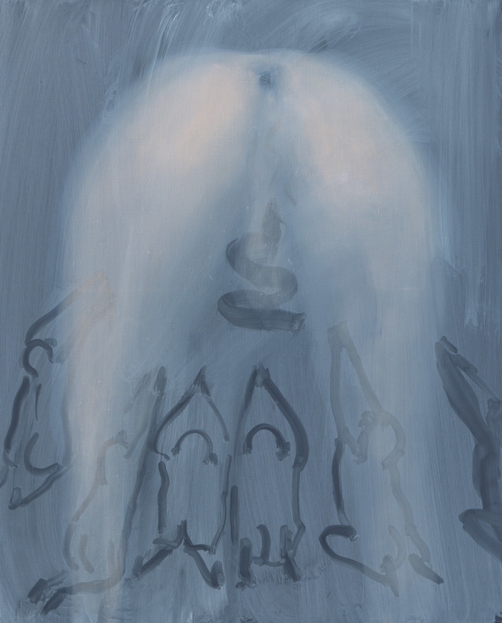 Tala Madani Streakers2023 Oil on linen 80 x 64.7 cm 31 1/2 x 25 1/2 in