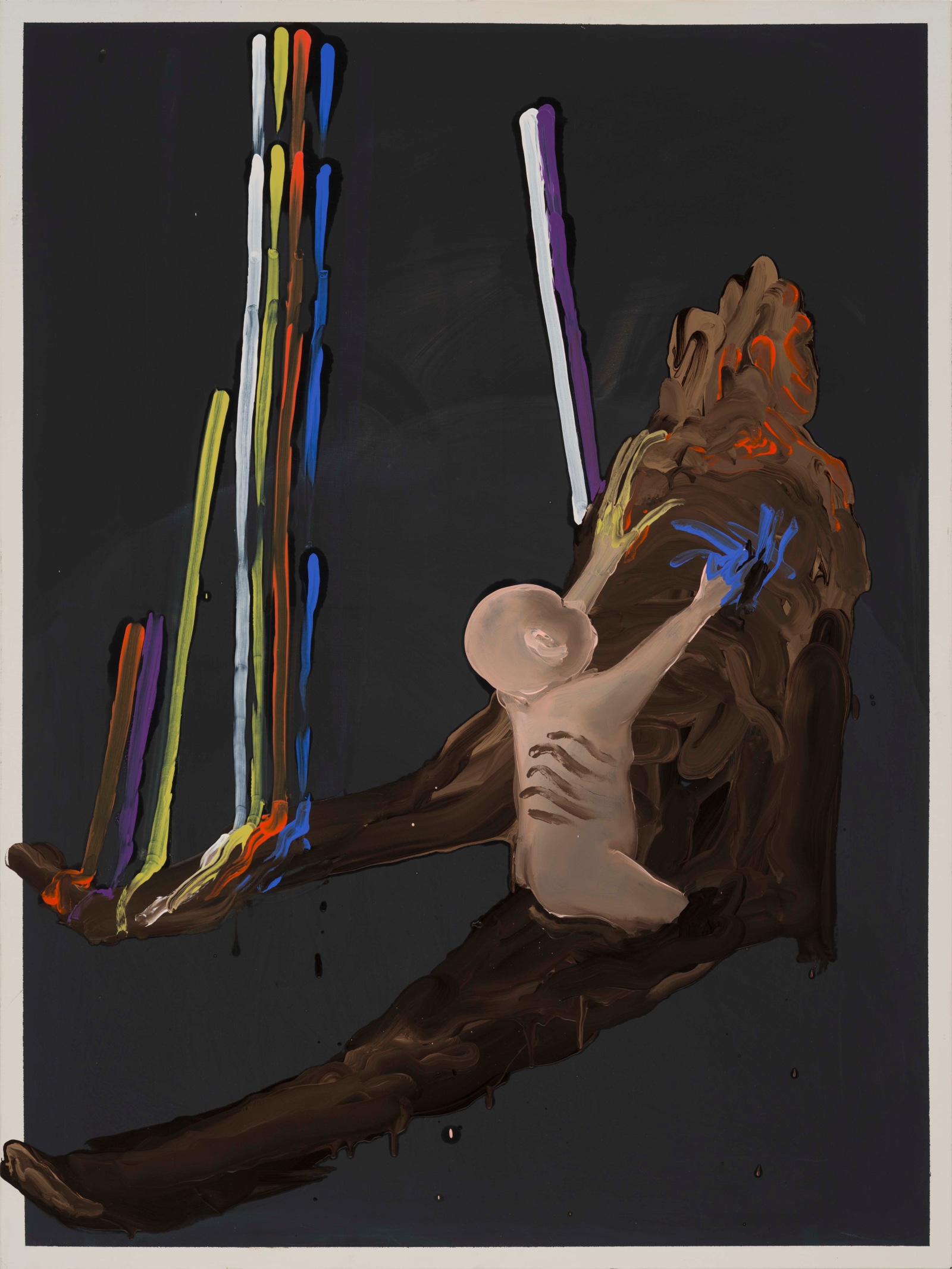 Tala Madani Shit Mom with Colour2024 Oil on linen 121.9 x 91.4 x 3.8 cm 48 x 36 x 1...