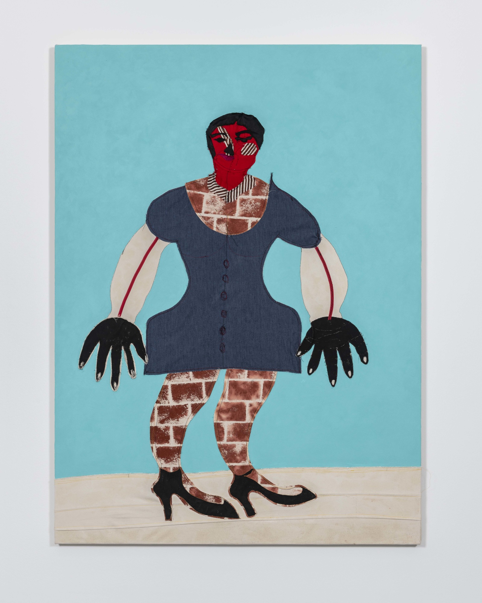 Tschabalala Self Lenox2019 Fabric, ribbon, painted canvas, flashe and acrylic on canvas 172.7 x 127 cm 68 x 50 in