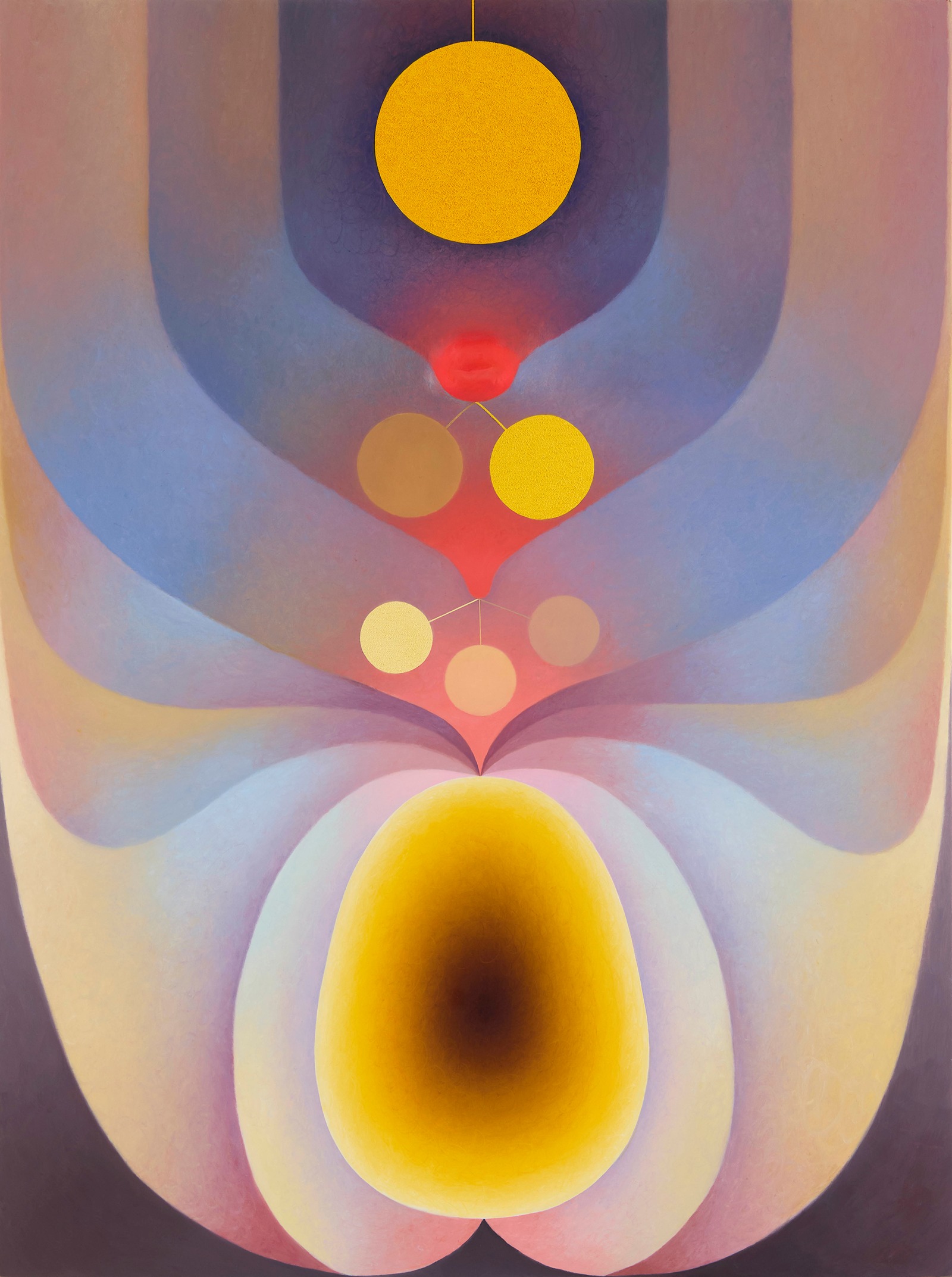 Loie Hollowell The pit and the pendulum in yellow2025 Oil, acrylic medium, aqua resin, epoxy resin, and sawdust on linen...