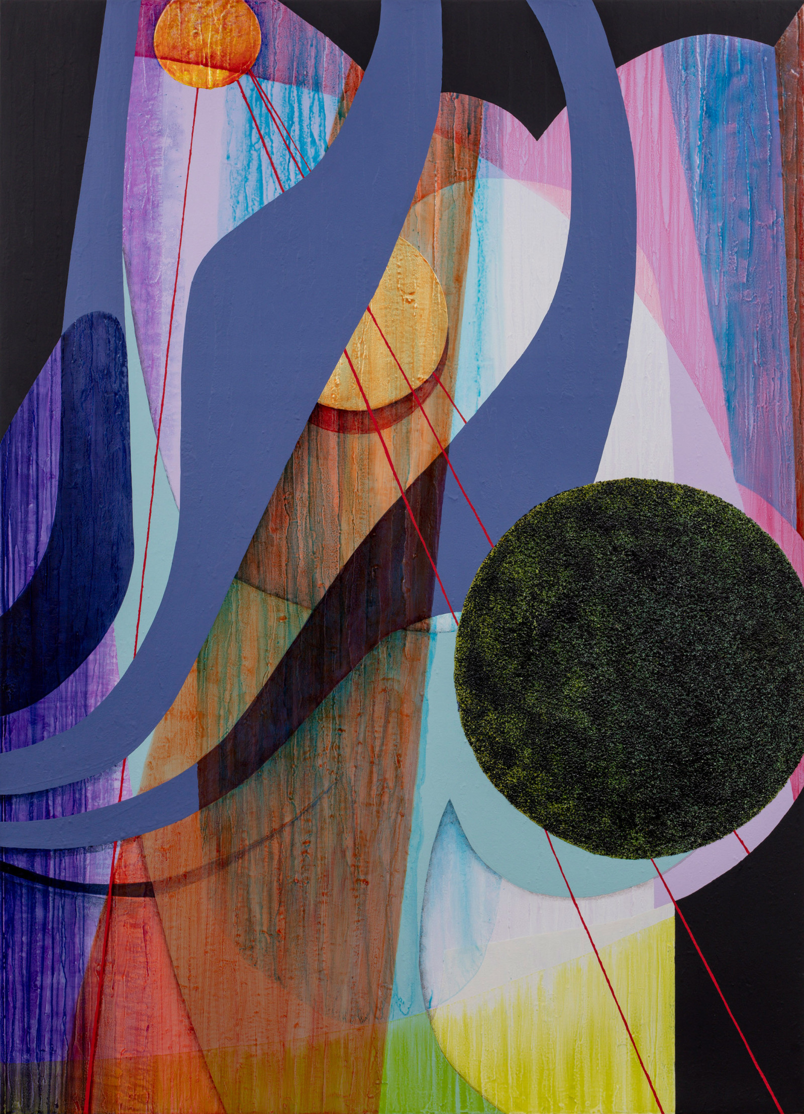 Carrie Moyer Lavender Lips & Flying Ships2025 Acrylic, fiber paste, coarse black magnum on canvas 182.9 x 127 cm 72...