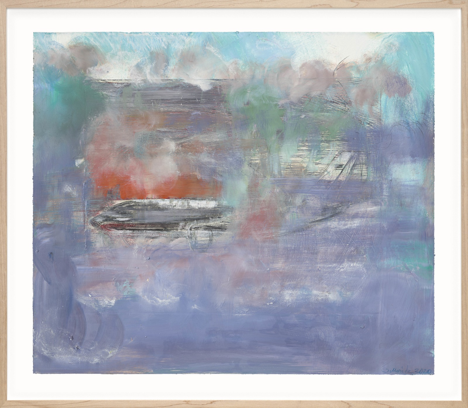 Sabine Moritz Plane IV2020 Crayon, oil on etching 26 x 32.6 cm 10 1/4 x 12 7/8 in Plate: 26...