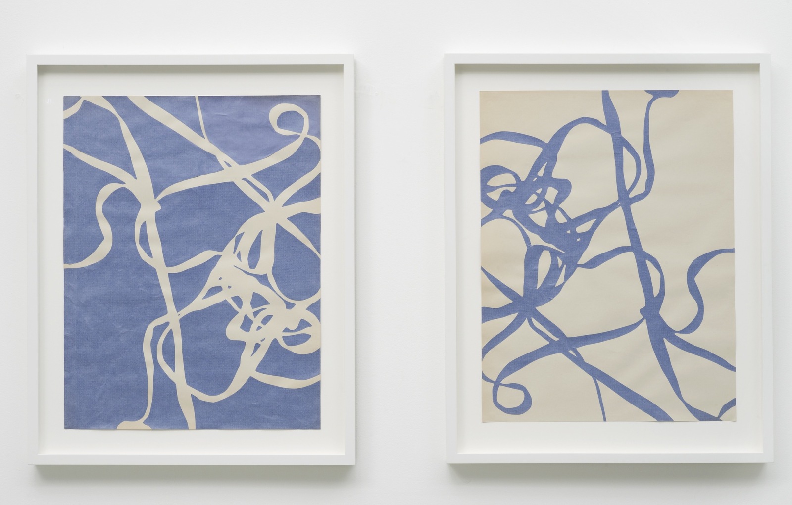 Ulla von Brandenburg Band blau II (positiv/negativ)2012 Cutout on paper, ink 64 x 50 cm (each) 25 1/4 x 19...