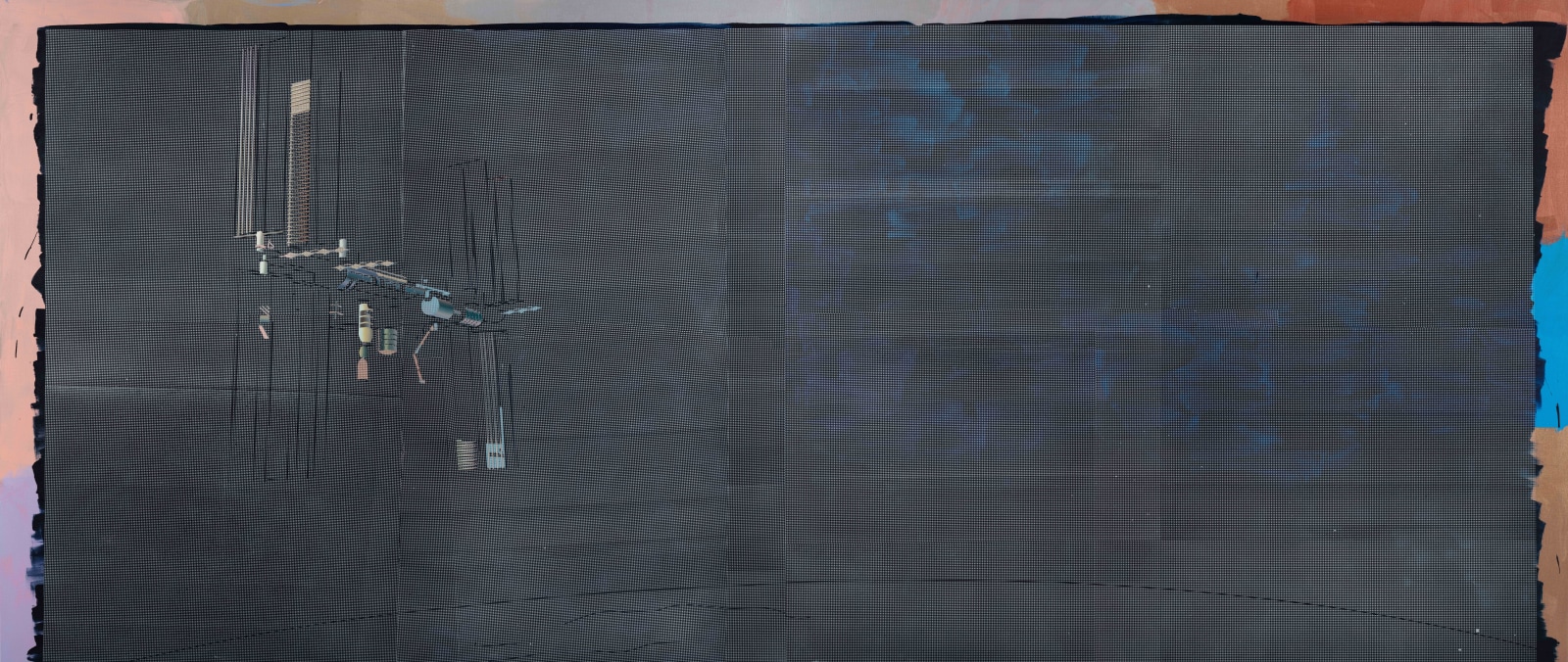 Cui Jie International Space Station2019 Acrylic and spray paint on canvas Full Size: 210 x 500 cm 82 5/8 x...