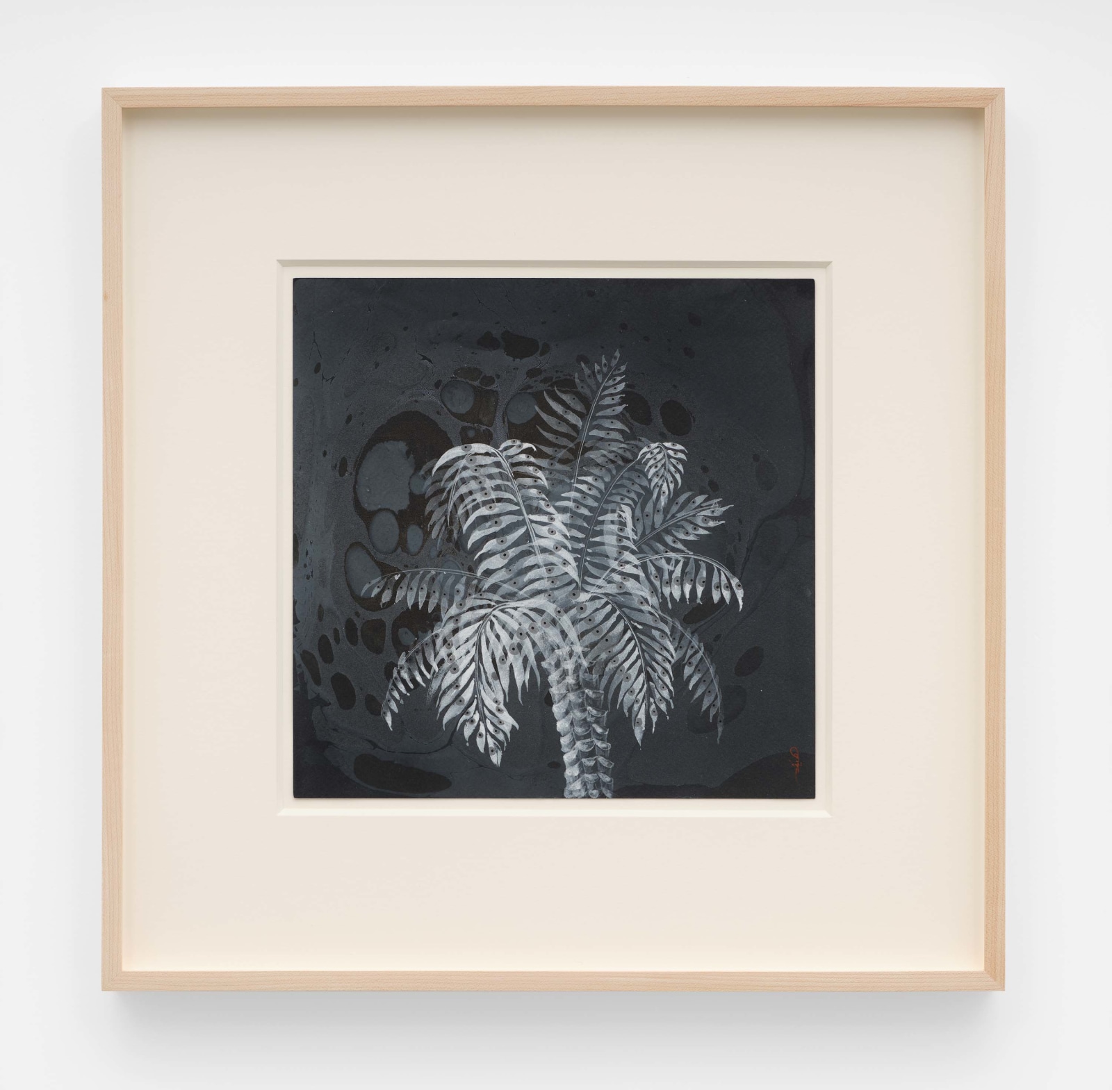 Hayv Kahraman Eye palm on black2024 Oil and acrylic on black paper Unframed: 25.4 x 25.4 cm 10 x 10...