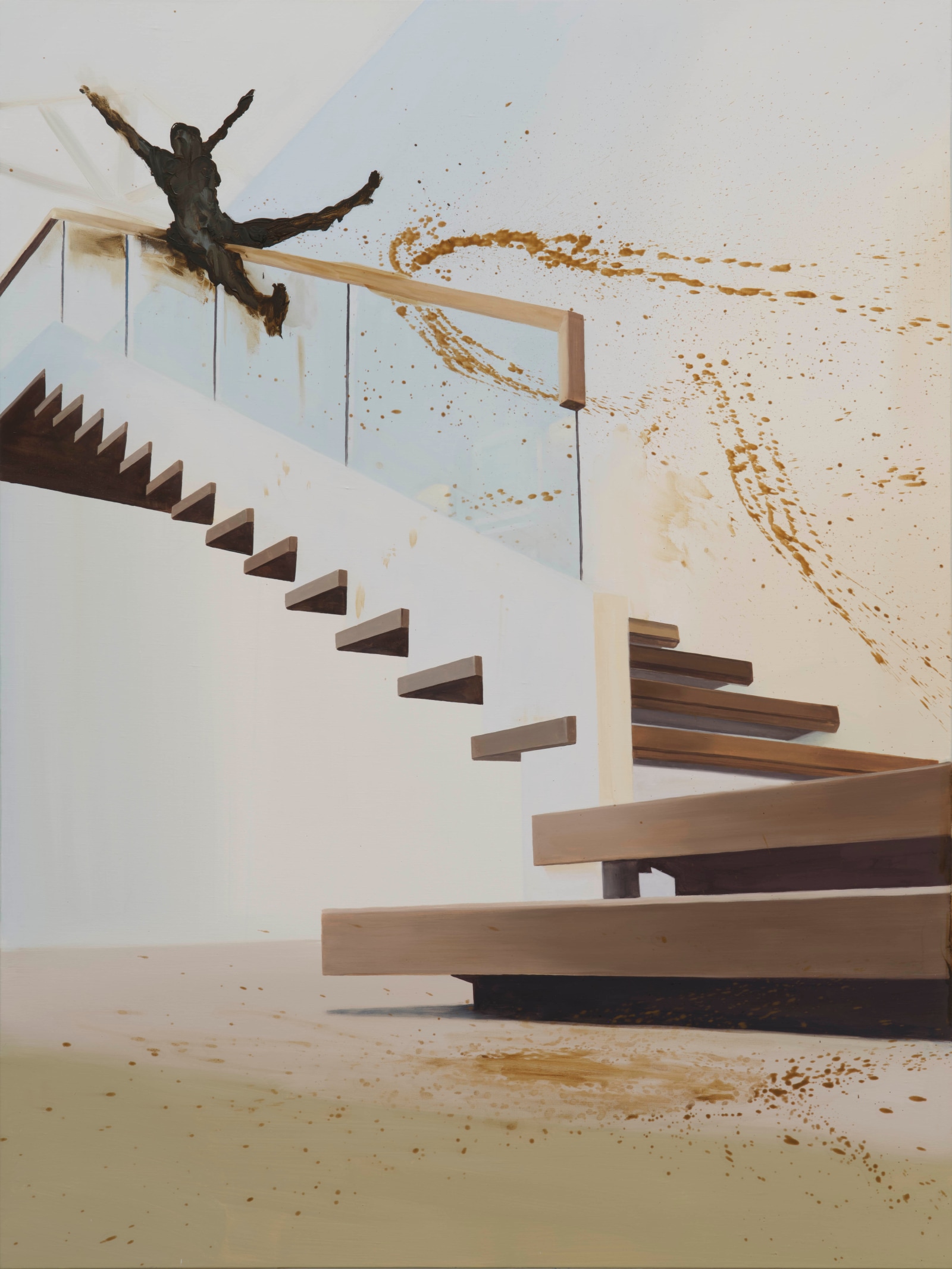 Tala Madani Shit Mom on Rail (Partition Play)2025 Oil on linen 121.9 x 91.4 x 3.2 cm 48 x 36...