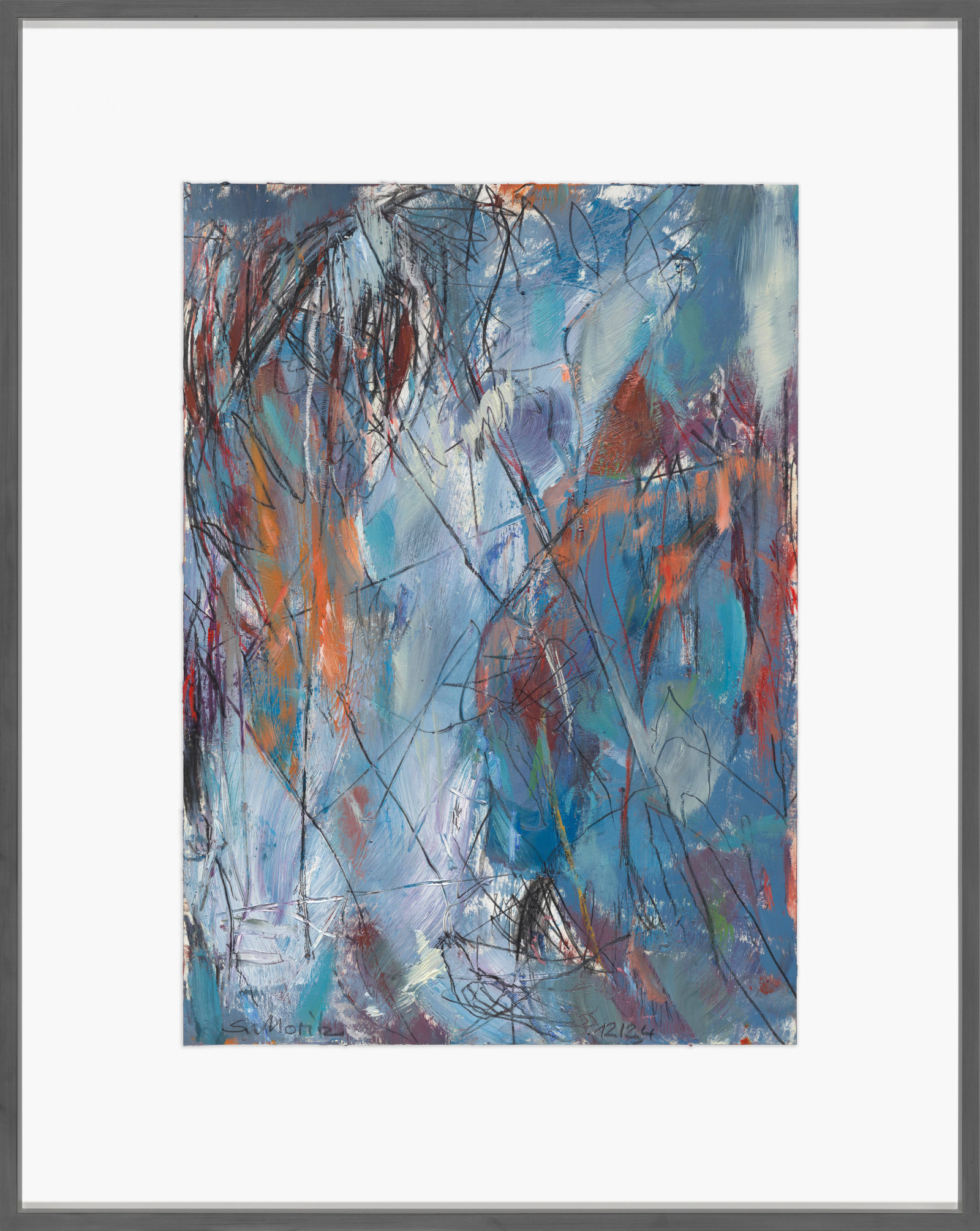 Sabine Moritz Descent I2024 Crayon and oil on paper Unframed: 38 x 27 cm 15 x 10 5/8 in Framed:...