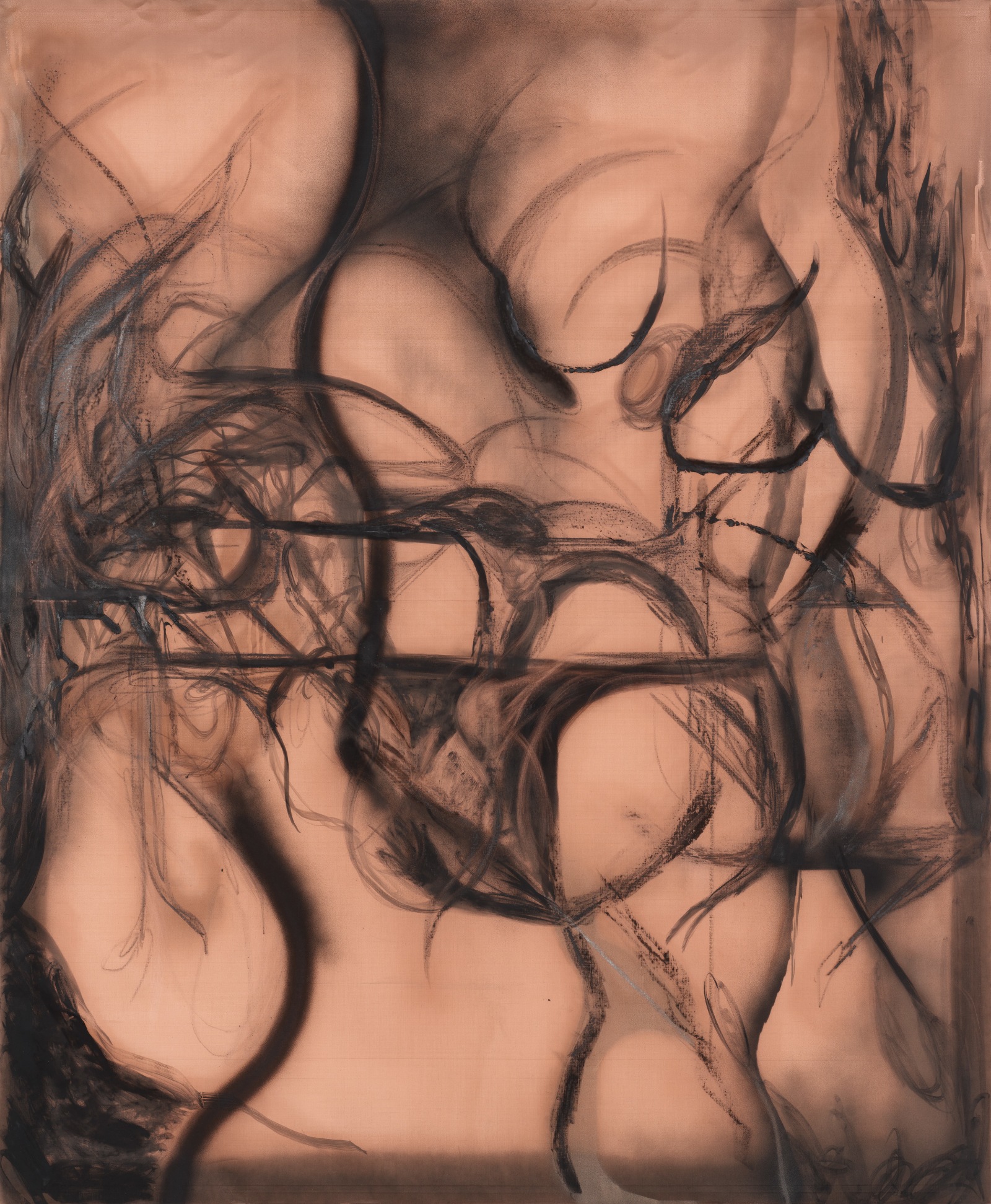 Peppi Bottrop C29.wtfg.072024 Oil, acrylic, charcoal, graphite and paper on copper mesh 170.2 x 140.3 cm 67 x 55 1/4...