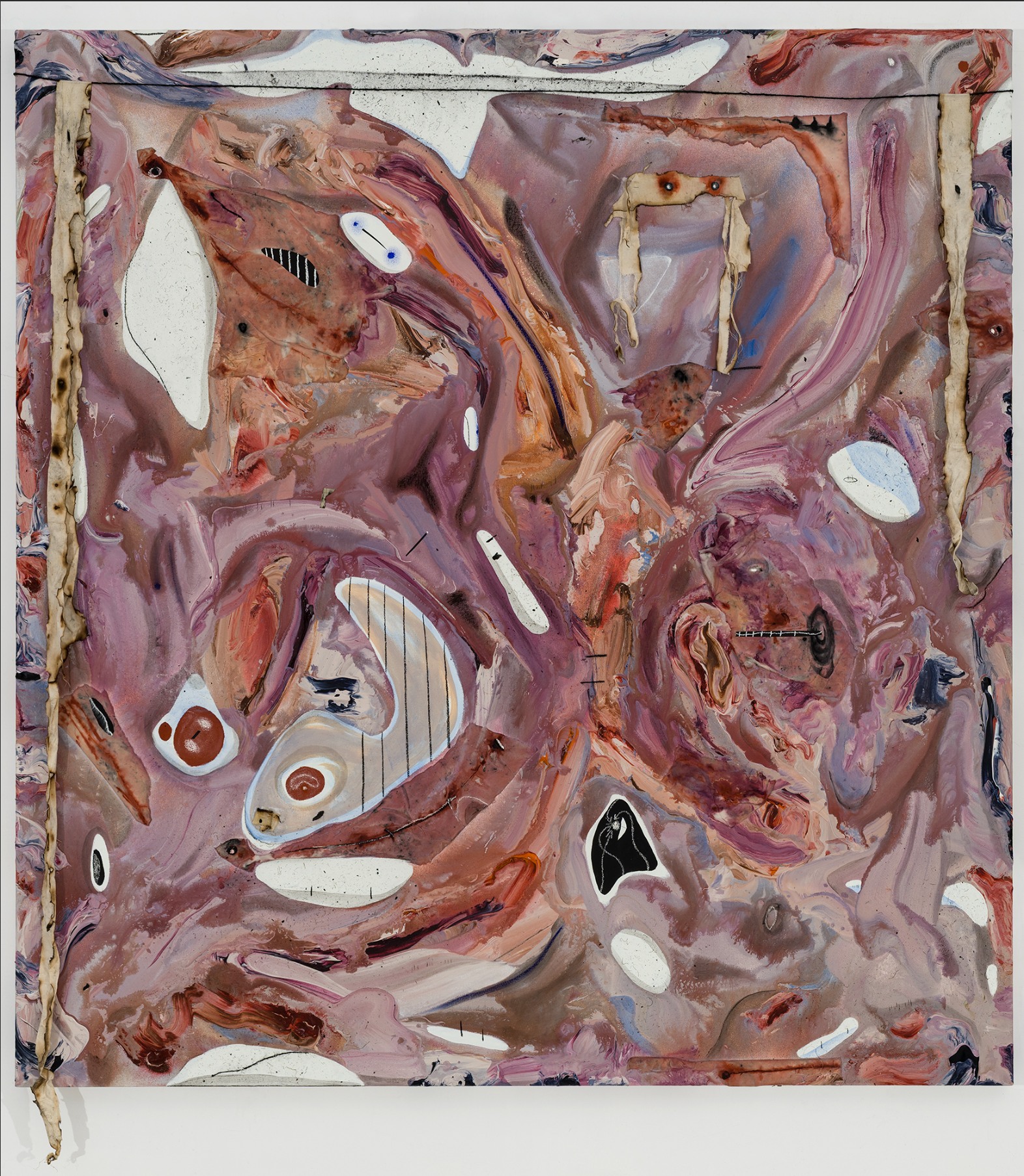 Manuel Mathieu In the heart of the revolution I2025 Acrylic, oil pastel, wire, fabric, chalk and charcoal, ink, dust, paper...