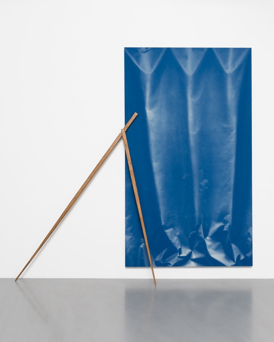 Ulla von Brandenburg Folds and Compass2015 Chlorine on cotton canvas, wood Canvas: 215.2 x 125.4 x 3.8 cm Object: 165...