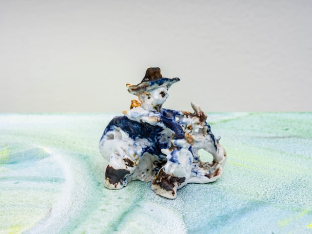 Sophie von Hellermann Old Man and His Dog2020 Ceramic 8 x 8.7 x 9.5 cm 3 1/8 x 3 3/8...