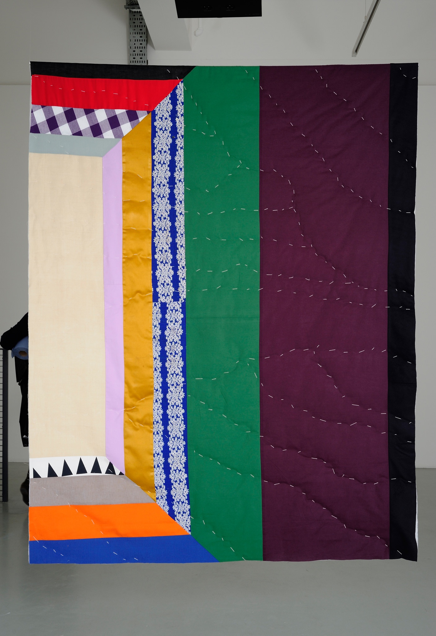 Ulla von Brandenburg Log Cabin2009 Fabric quilt 194 cm x 151 cm