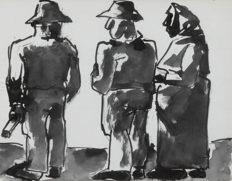 Josef Herman Two Standing Peasants and Woman, c. 1954