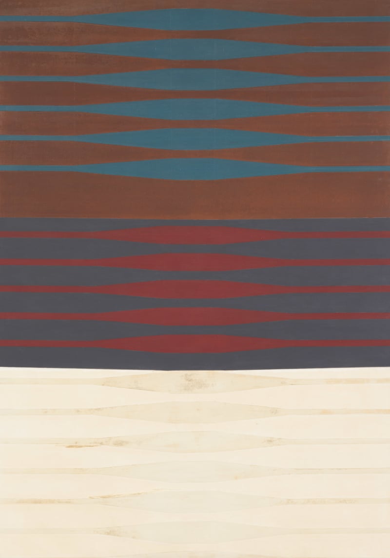Michael Kidner Brown with Blue Stripe, Black with Red Stripe, White with off White Stripe No1, c.1962