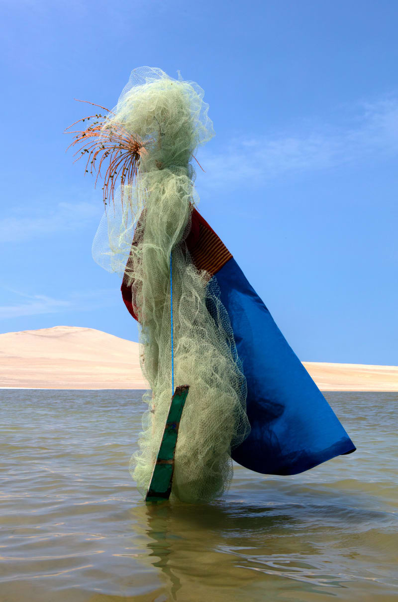 Lorenzo Vitturi, Peruvian fishing Nets, Venetian boat tarp, Banana Leaf and Drift Wood in Paracas, 2022