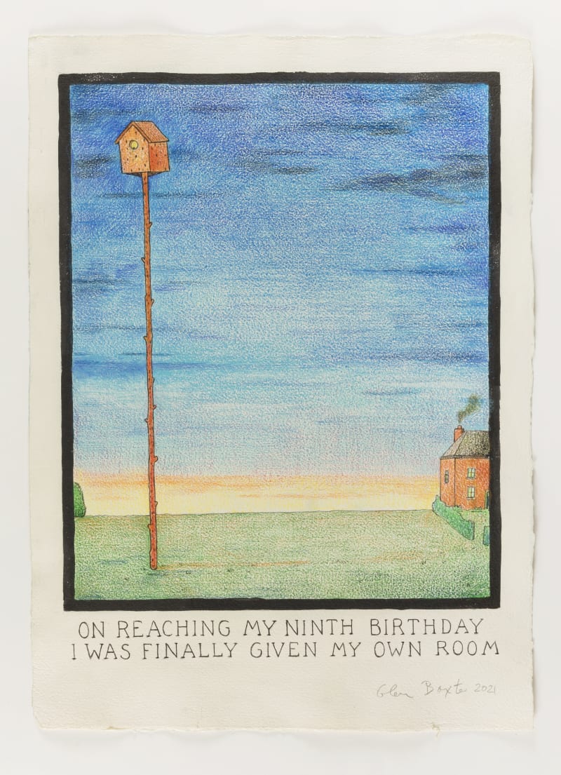 Glen Baxter, On Reaching My Ninth Birthday I Was Finally Given My Own Room, 2021