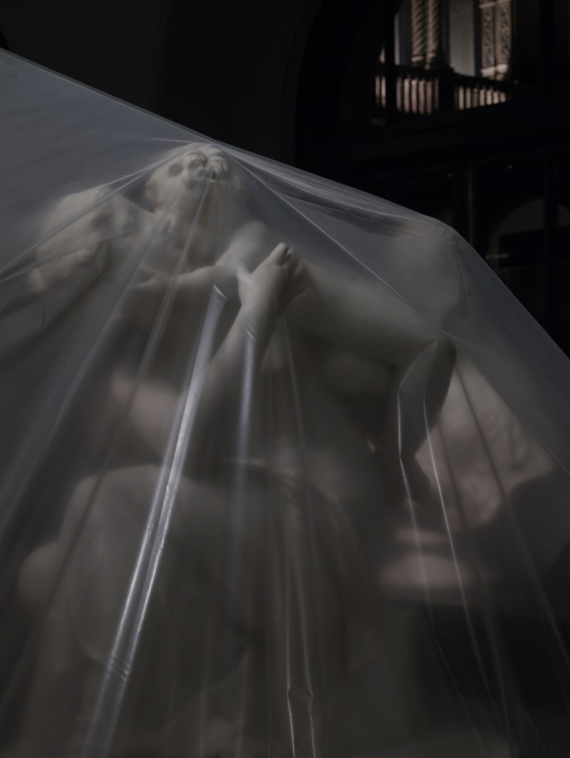 Simon Roberts Shrouded Sculpture #6 (Maternal Affection by Edward Hodges Baily), 2021
