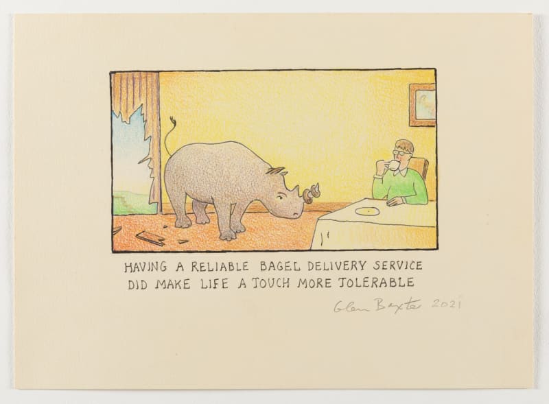 Glen Baxter, Having a Reliable Bagel Delivery Service Did Make Life a Touch More Tolerable, 2021