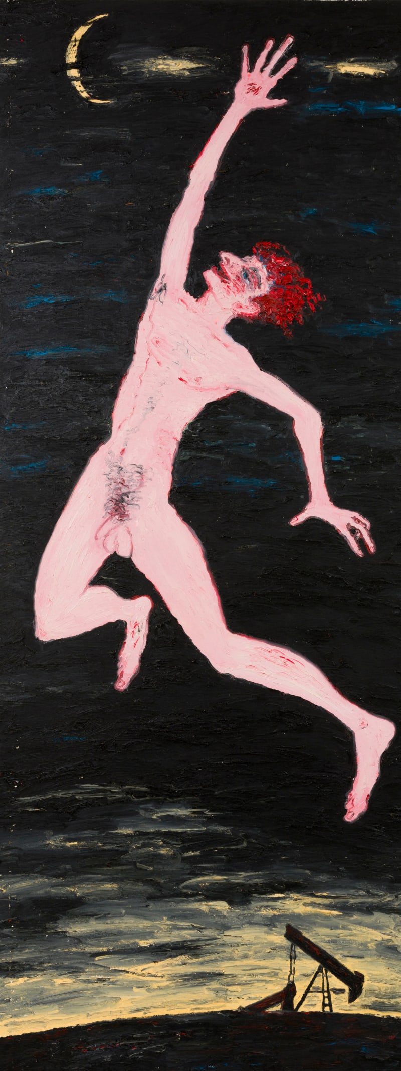 Derek Boshier, Man Leaping Near Oil Rig, 1983