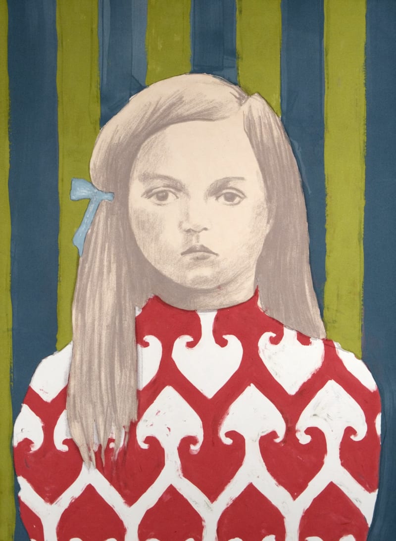 Claerwen James Girl 3, Red, White, 2010