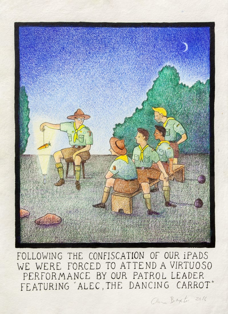 Glen Baxter Following the confiscation of our ipads we were forced to attend a virtuoso performance by our patrol leader...