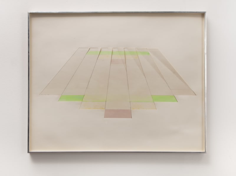 Richard Smith Seven Tan Shafts with Pink, Green, Orange, Mauve bases, 1968