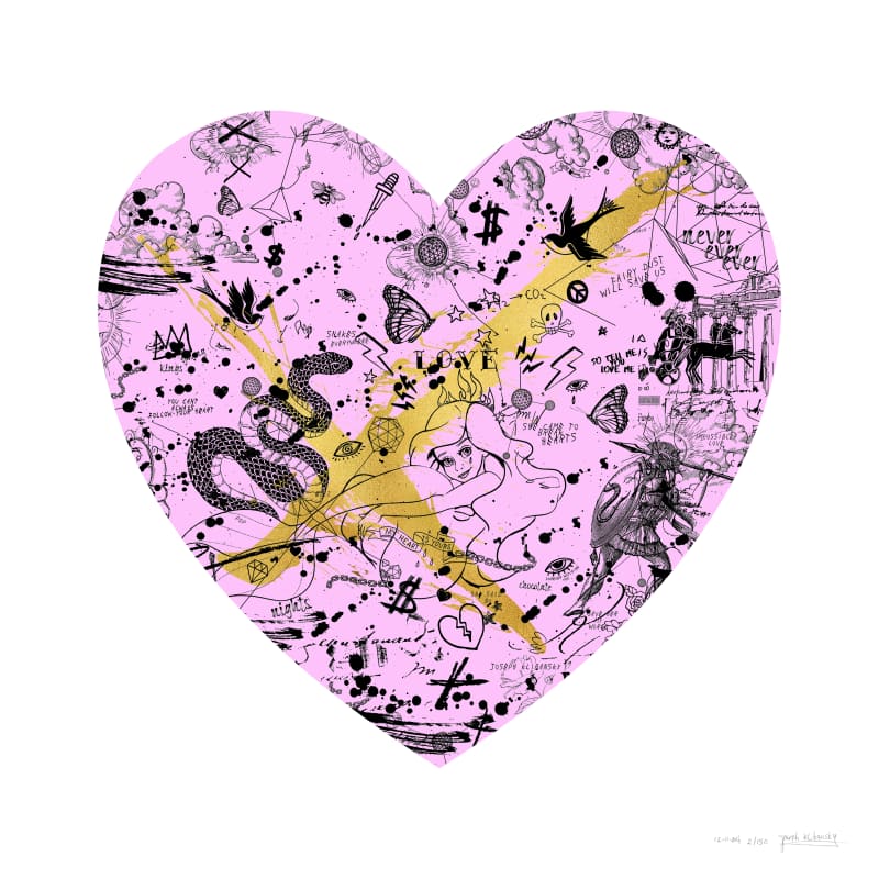 Joseph Klibansky, She Came to Break Hearts Pink / Gold, 2020